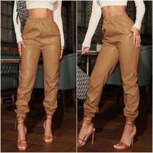 Vegan leather High Waisted Jogger Pants
